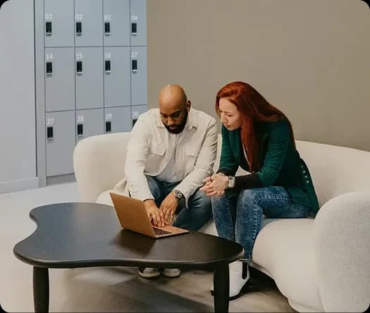 Colleagues reviewing work together